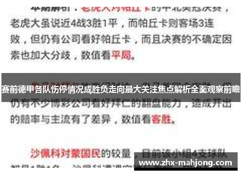 赛前德甲各队伤停情况成胜负走向最大关注焦点解析全面观察前瞻 赛前德甲各队伤停情况成胜负走向最大关注焦点解析全面观察前瞻